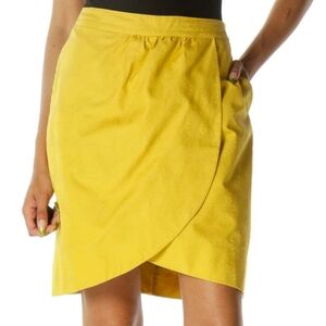 Edme and esyllte Yellow Jacquard Floral Pattern Zippered Skirt